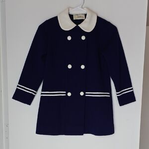 Vintage Carriage Boutique Navy Pea Coat with White Trim